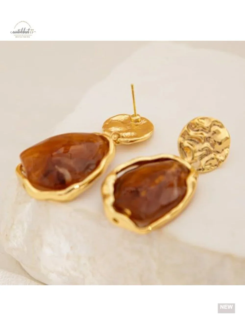 Dainty Irregular Crystal Drop Dangle Earrings 14K Gold Plated Geometric Zircon